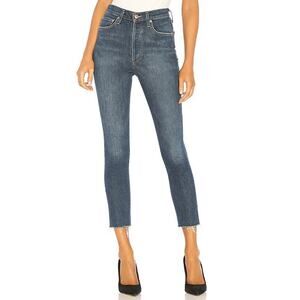 Agolde Womens Nico High Rise Jeans 26 Button‎ Fly Raw Hem Slim Fit Cropped Blue